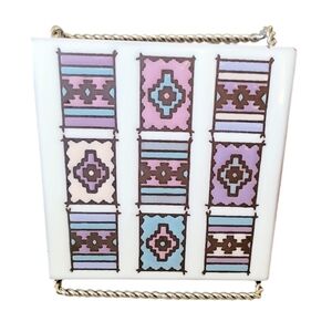 Masterworks Ceramic Tile Trivet Southwestern Blanket Pattern Earthtone Colors